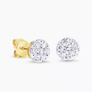 18ct yellow gold round cluster diamond claw set stud earrings