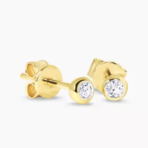 18ct yellow gold bezel set diamond stud earrings