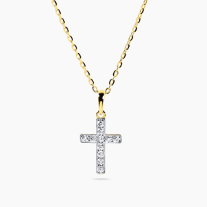 18ct yellow gold diamond cross necklace