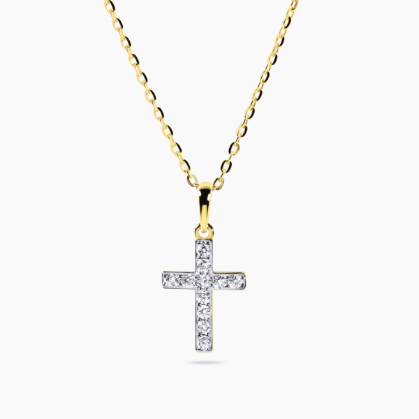 18ct yellow gold diamond cross necklace