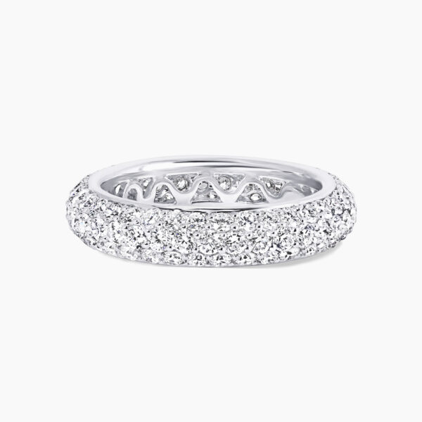 18ct White gold three rows diamond ring