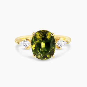 18ct yellow gold Australian parti sapphire and diamond ring