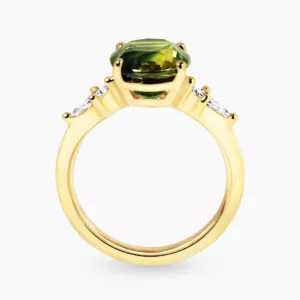 18ct yellow gold Australian parti sapphire and diamond ring