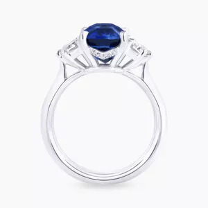 'COMO' 18ct white gold 4.64ct cushion cut Ceylon sapphire & diamond ring