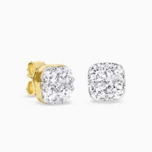 18ct yellow gold cluster diamond stud earrings.