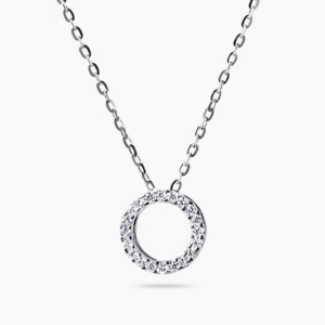 18ct white gold diamond circle necklace