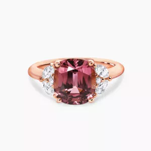 18ct rose gold 3.49ct cushion cut pink tourmaline and diamond ring