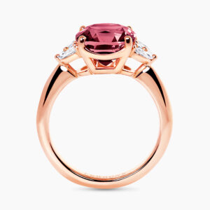 18ct rose gold 3.49ct cushion cut pink tourmaline and diamond ring