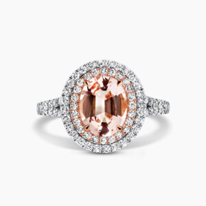 18ct white & rose gold 1.48ct oval morganite & pink diamond ring
