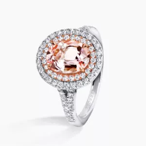 18ct white & rose gold 1.48ct oval morganite & pink diamond ring