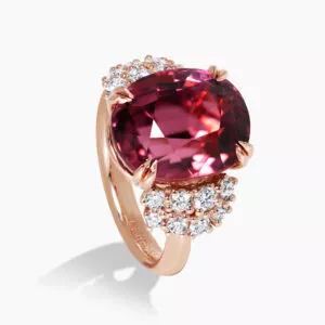 'THE BUSALLA ROSE' 18ct rose gold 11.02ct oval pink tourmaline & diamond ring