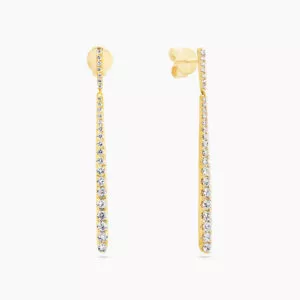 18ct yellow gold diamond claw set drop earrings