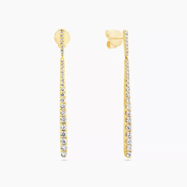 18ct yellow gold diamond claw set drop earrings