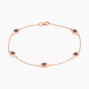 18ct rose gold sapphire and diamond 'evil eye' bracelet