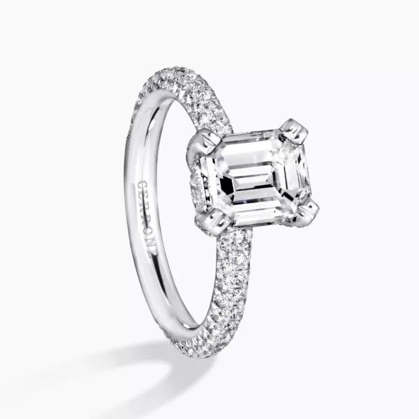 18ct white gold emerald cut diamond ring