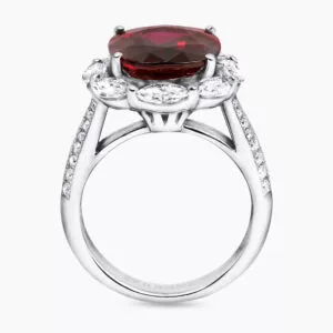 18ct white gold 5.44ct oval rubelite and diamond ring