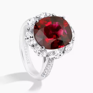 18ct white gold 5.44ct oval rubelite and diamond ring