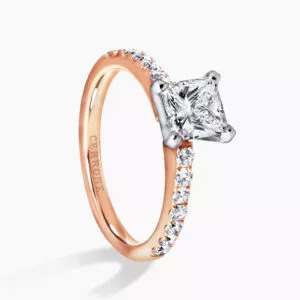 18ct rose and white gold princess cut diamond ring