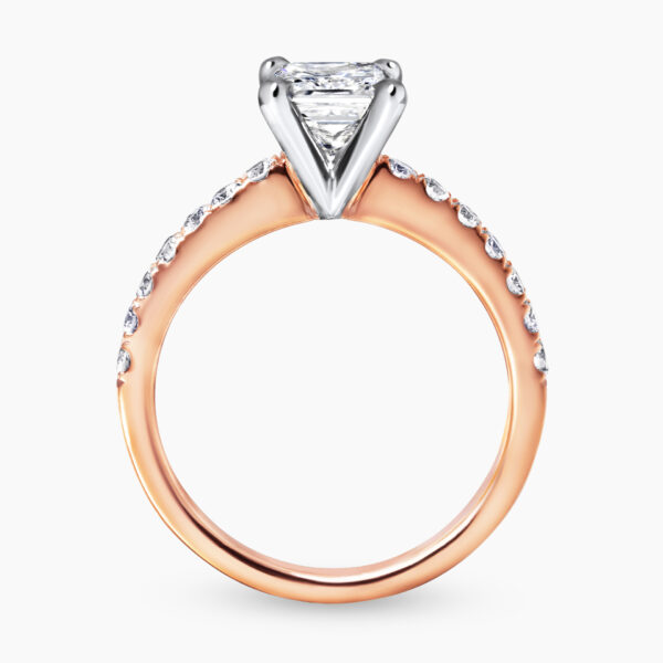 18ct rose and white gold princess cut diamond ring - Image 3