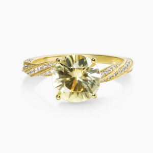 18ct yellow gold round brilliant cut yellow sapphire & diamond ring