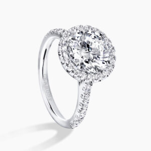 18ct white gold round brilliant cut diamond halo ring