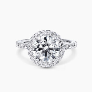 18ct white gold round brilliant cut diamond halo ring