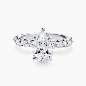 18ct white gold pear shaped brilliant cut diamond ring