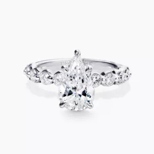 18ct white gold pear shaped brilliant cut diamond ring