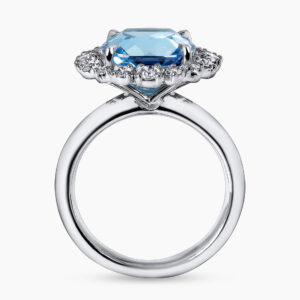 18ct white gold cushion cut Swiss blue topaz and diamond ring