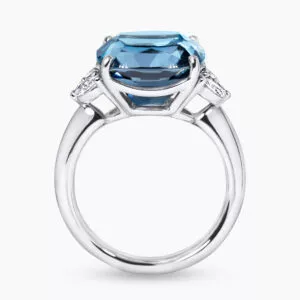 18ct white gold cushion cut Swiss blue topaz and diamond ring