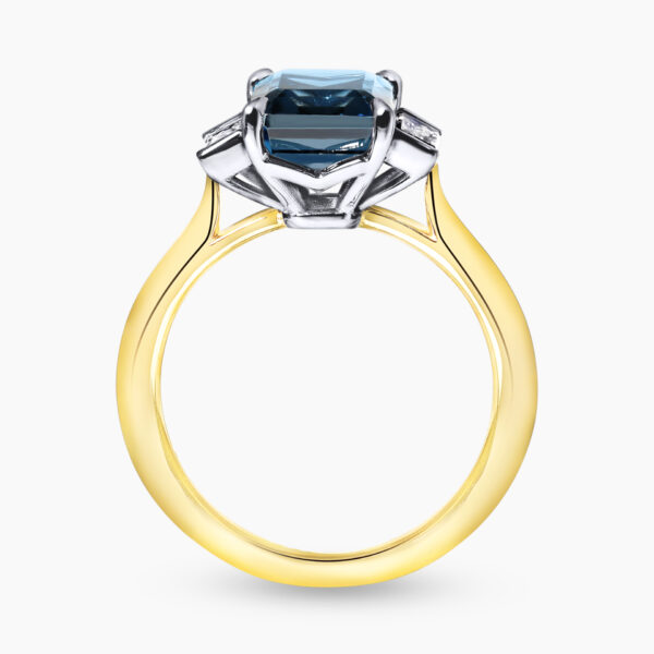 18ct yellow and white gold emerald cut topaz and diamond ring - Image 2