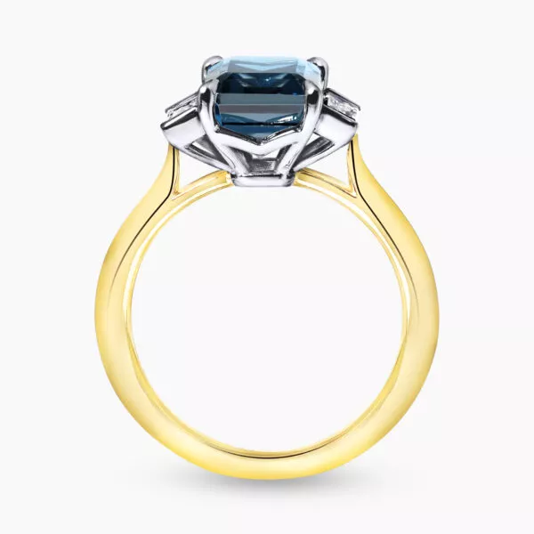 18ct yellow and white gold emerald cut topaz and diamond ring - Image 2