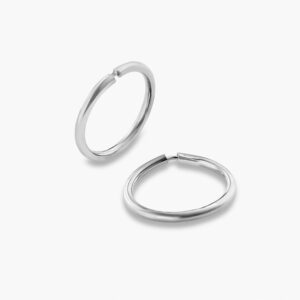 18ct white gold small 'sleepers' hoop earrings 10mm