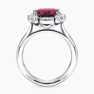 18ct white gold 4.00ct cushion cut Tanzanian rhodolite garnet & diamond ring