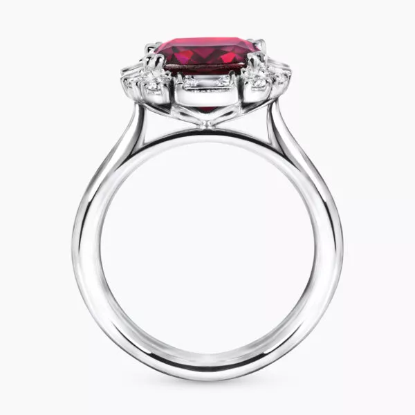 18ct white gold 4.00ct cushion cut Tanzanian rhodolite garnet & diamond ring - Image 3