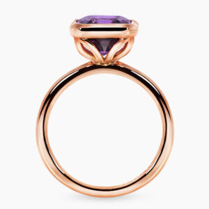 18ct rose gold 3.05ct emerald cut amethyst ring