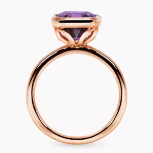 18ct rose gold 3.05ct emerald cut amethyst ring