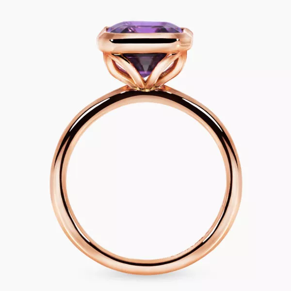 18ct rose gold 3.05ct emerald cut amethyst ring - Image 3