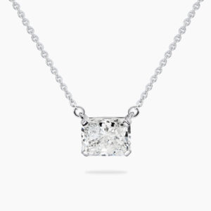 18ct white gold 3.00ct radiant cut diamond solitaire necklace