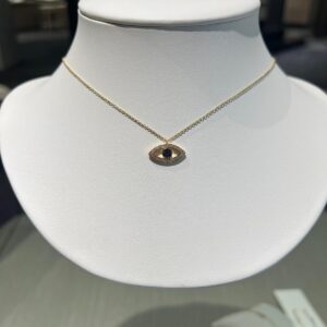 18ct yellow gold sapphire and diamond evil eye necklace