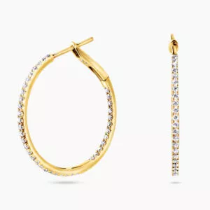 18ct yellow gold diamond hinged hoop earrings.