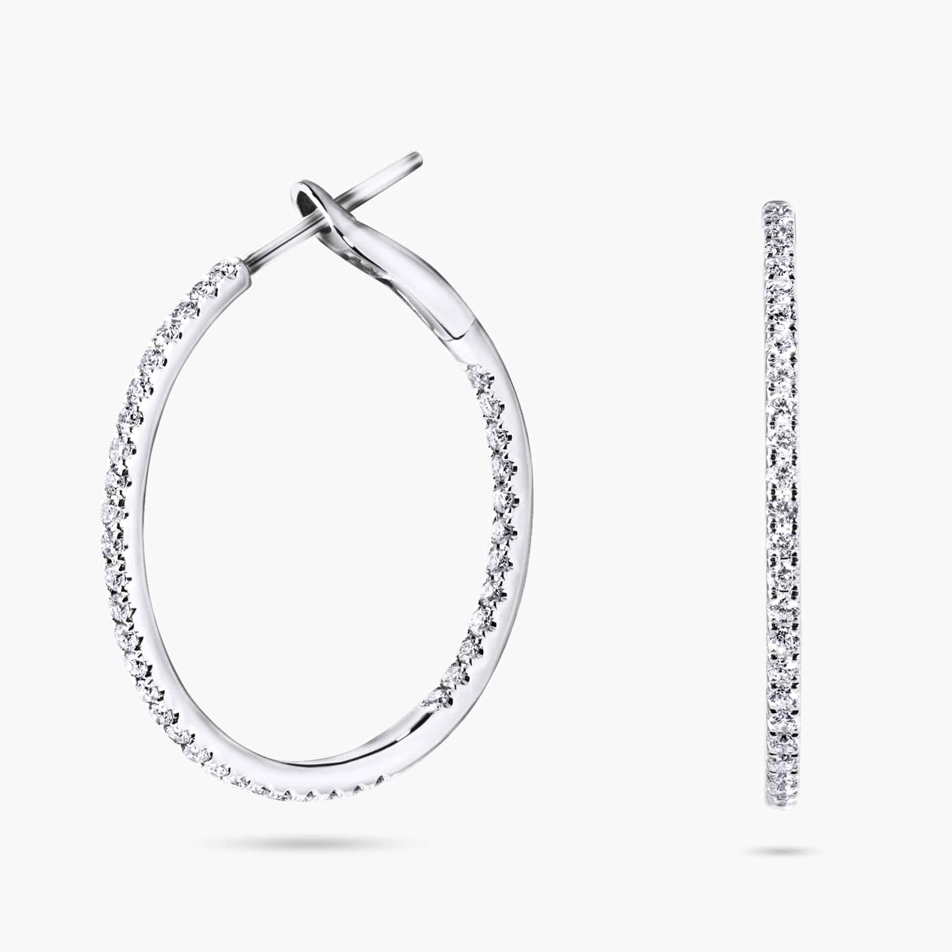 18ct white gold diamond hinged hoop earrings | Cerrone Jewellers