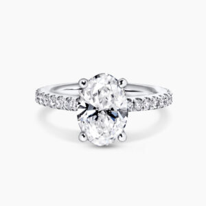 MILAN- DIA BAND - 18ct white gold oval diamond ring with diamond band