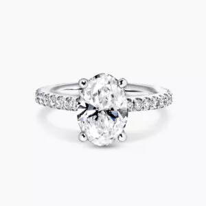 18ct white gold oval diamond ring with diamond band