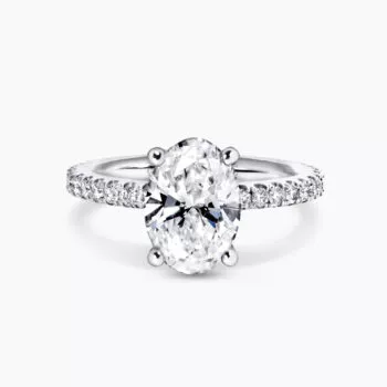 18ct white gold oval diamond ring with diamond band