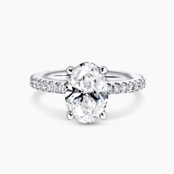 MILAN- DIA BAND - 18ct white gold oval diamond ring with diamond band