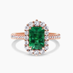 18ct rose gold 1.88ct emerald and diamond ring