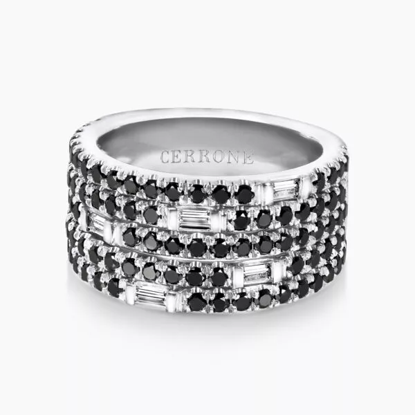 18ct white gold black rhodium plated diamond ring