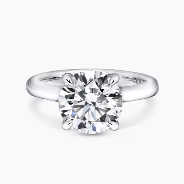 18ct white gold round diamond ring with diamond set hidden halo