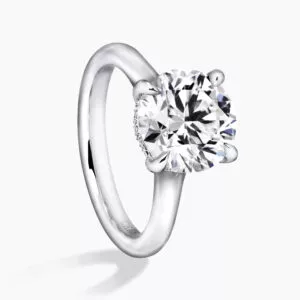18ct white gold round diamond ring with diamond set hidden halo